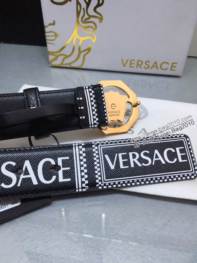 VERSVE高端男士皮帶 範思哲90s Vintage logo八邊形美杜莎腰帶扣皮帶  jjp1882
